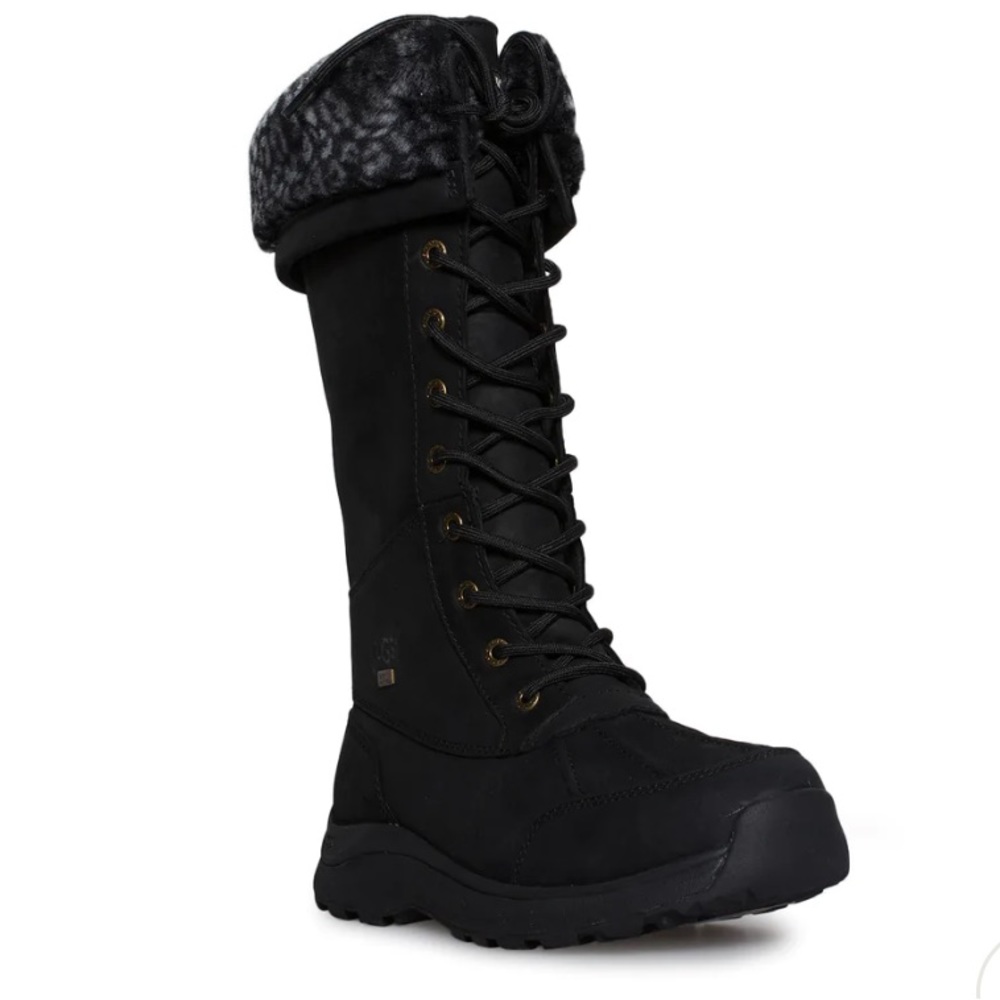 UGG ADIRONDACK III TALL LEOPARD BLACK WATERPROOF SUEDE
